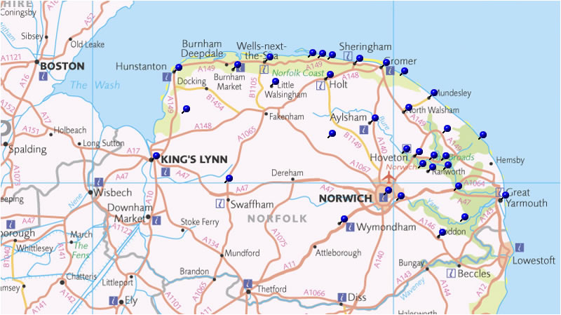 Norfolk Tea Rooms and Cafe Map