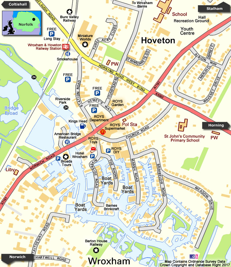 Wroxham/Hoveton Map